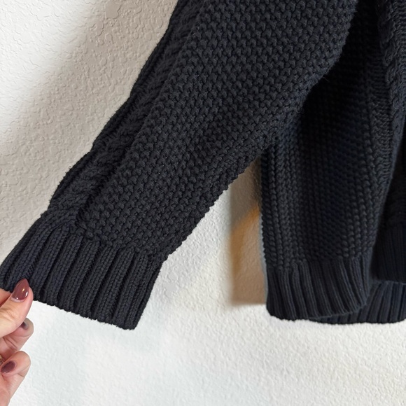 Quince Women's Black 100% Organic Cotton Cable Knit Oversized Cardigan Sweater S - Picture 3 of 9